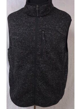 Free Country Mens XL Black Grey Heathered Sweater Knit Fleece Vest Jacket